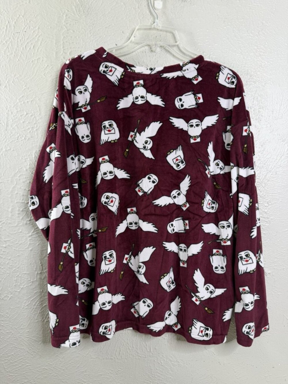 Harry Potter XL (16/18) Women Hogwarts Hedwig Owl Long Sleeve Pajama Set GUC - Picture 2 of 10